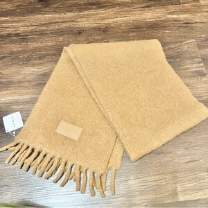 Coach Tan Wool Fringe Scarf